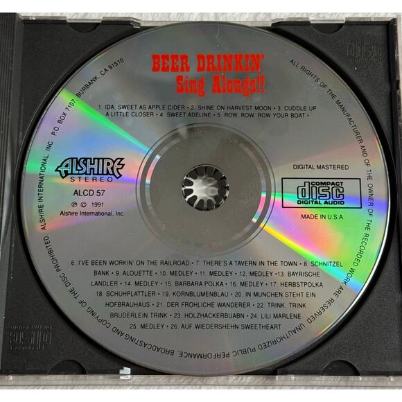 Beer Drinkin’ Sing Alongs!! German Party Songs CD 1991 Alshire ALCD 57 • Rare - Picture 6 of 8